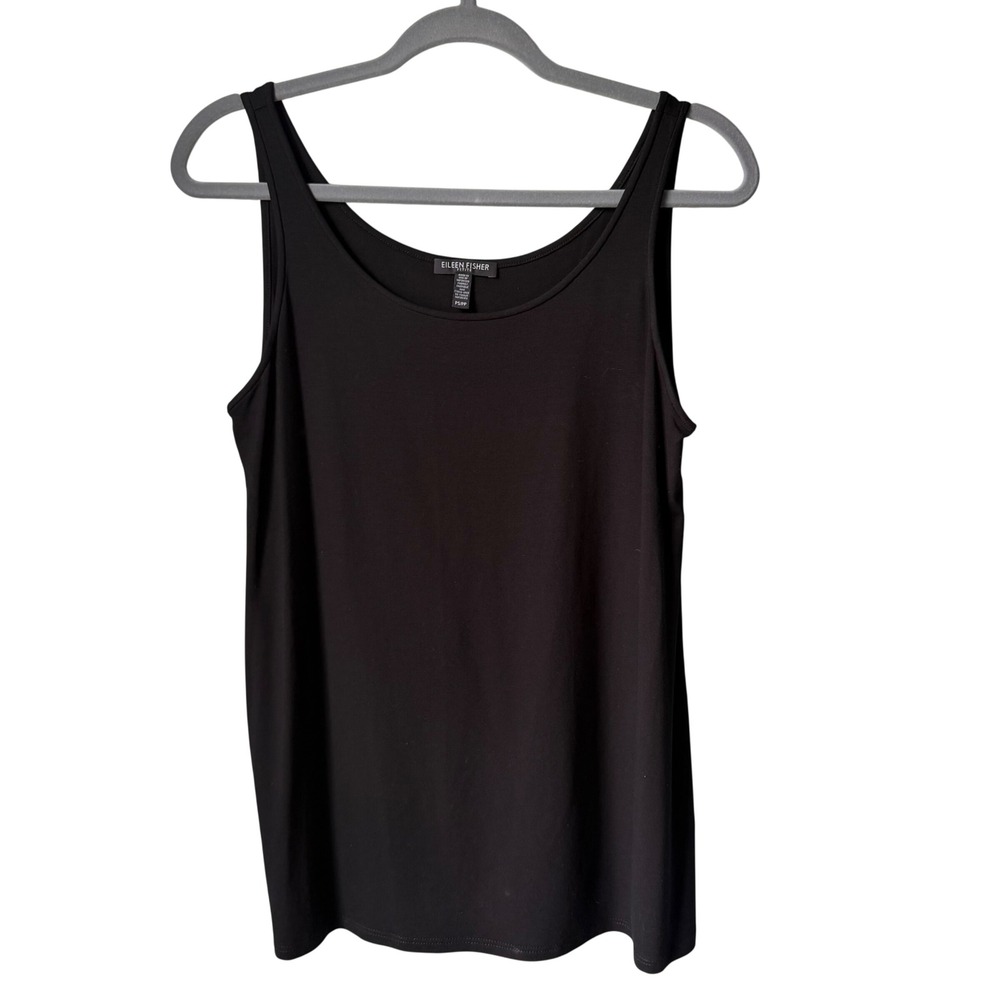 Eileen Fisher Black Sleeveless Tank Shell Layering Capsule Staple Stretch‎ SP